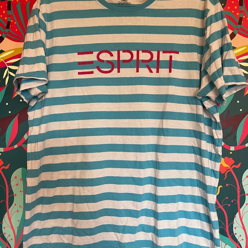 Esprit Blue and White Short Sleeve Tee